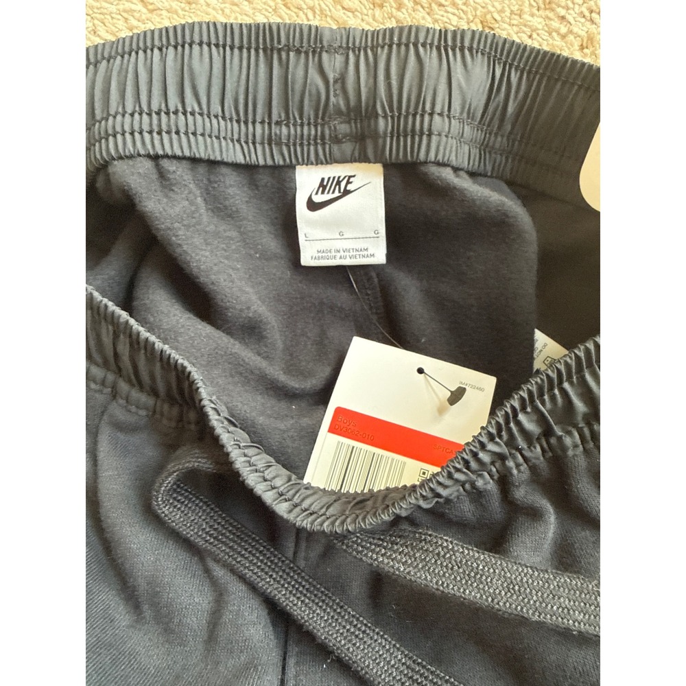 Nike Boys Sportswear Fleece Joggers Black Faux Fur Side Stripe DV3062-010 L - Picture 3 of 5